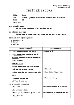 Giáo án Toán bài : phép cộng (không nhớ) trong phạm vi 1000