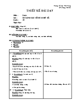 Giáo án Toán bài : so sánh các số có 3 chữ số