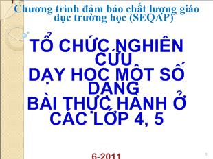 Tổ chức nghiên cứu dạy học một số dạng bài thực hành ở các lớp 4, 5