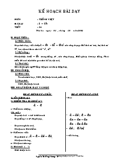 Giáo án Tiếng việt - bài 15 : t – th