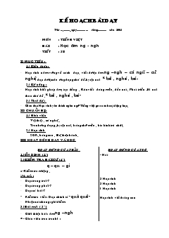 Giáo án  Tiếng việt - bài : học âm ng - ngh