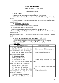 Giáo án Tiếng Việt lớp 1 học kỳ I