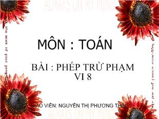 Toán - Bài: Phép trừ phạm vi 8