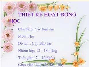 Bài giảng Mầm non Lớp 3 tuổi - Chủ điểm: Các loại rau - Đề tài: Cây bắp cải - Nguyễn Thị Thúy