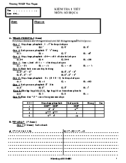 Bài giảng Kiểm tra 1 tiết môn: số học 6
