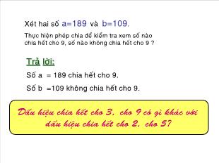 Bài giảng lớp 6 môn toán - Tiết 22: Dấu hiệu chia hết cho 3, cho 9 (tiếp)