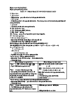 Bài giảng môn Đại số lớp 6 - Tiết 59 - Nhân hai số nguyên khác dấu