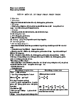 Bài giảng môn Đại số lớp 6 - Tiết 89 - Hỗn số. Số thập phân. Phần trăm