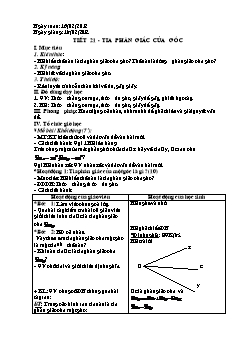 Bài giảng môn Hình học lớp 6 - Tiết 21 - Tia phân giác của góc