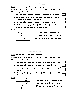 Bài giảng môn Hình học lớp 7 - Kiểm tra 15 phút - Đề 01