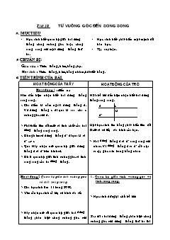 Bài giảng môn Hình học lớp 7 - Tiết 10: Từ vuông góc đến song song