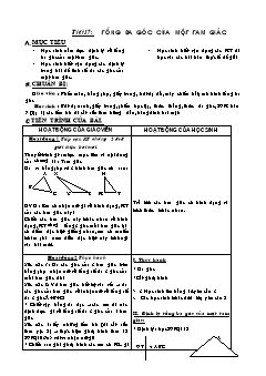 Bài giảng môn Hình học lớp 7 - Tiết 17: Tổng ba góc của một tam giác