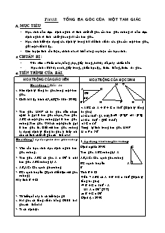 Bài giảng môn Hình học lớp 7 - Tiết 18: Tổng ba góc của một tam giác