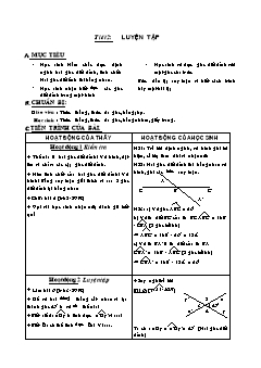 Bài giảng môn Hình học lớp 7 - Tiết 2: Luyện tập