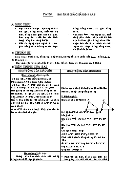 Bài giảng môn Hình học lớp 7 - Tiết 20: Hai tam giác bằng nhau