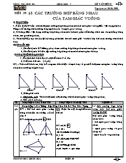 Bài giảng môn Hình học lớp 7 - Tuần 22 - Tiết 39: Bài 88: Các trường hợp bằng nhau của tam giác vuông