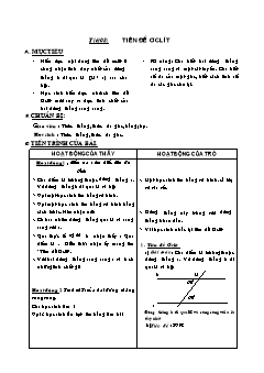 Bài giảng môn Hình học lớp 8 - Tiết 08: Tiên đề Ơclít