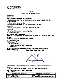 Bài giảng môn Hình học lớp 8 - Tiết 34: Diện tích hình thoi