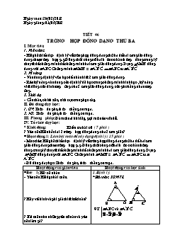 Bài giảng môn Hình học lớp 8 - Tiết 46: Trường hợp đồng dạng thứ ba