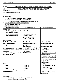 Bài giảng môn Số học lớp 6 - Tiết 1 - Bài 01: Tập hợp. Phần tử của tập hợp (tiếp)