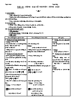 Bài giảng môn Số học lớp 6 - Tiết 44 : Cộng hai số nguyên cùng dấu