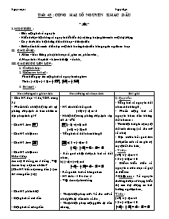 Bài giảng môn Số học lớp 6 - Tiết 45 : Cộng hai số nguyên khác dấu