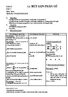 Bài giảng môn Số học lớp 6 - Tiết 72 - Tuần 23 - Bài 4: Rút gọn phân số