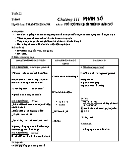 Bài giảng môn Số học lớp 6 - Tuần 22 - Tiết 69 - Bài 1: Mở rộng khái niệm phân số