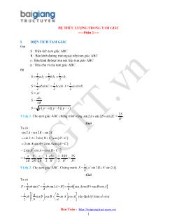 Bài giảng môn toán lớp 7 - Hệ thức lượng trong tam giác -phần 2