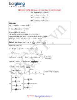 Bài giảng môn toán lớp 7 - Phương trình bậc hai với các hàm số lượng giác