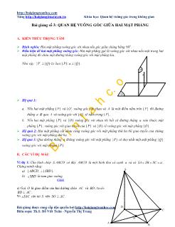 Bài giảng môn toán lớp 7 - Quan hệ vuông góc giữa hai mặt phẳng