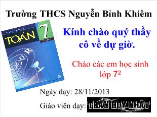 Bài giảng môn toán lớp 7 - Tiết 27: Luyện tâp 2