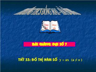 Bài giảng môn Toán lớp 7 - Tiết 33: Đồ thị hàm số y = ax (a ≠ o ) (tiếp)