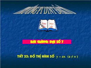 Bài giảng môn Toán lớp 7 - Tiết 33: Đồ thị hàm số y = ax (a ≠ o )