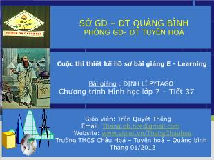 Bài giảng môn Toán lớp 7 - Tiết 37: Định lý pytago