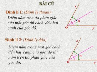Bài giảng môn toán lớp 7 - Tiết 57: Tính chất ba đường phân giác của tam giác (tiết 1)