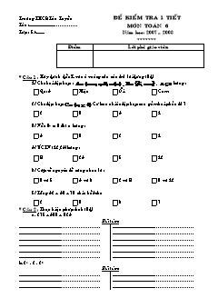 Đề kiểm tra 1 tiết môn toán 6 năm học: 2007 – 2008