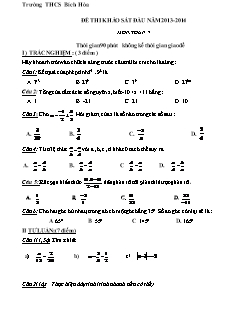 Đề thi khảo sát đầu năm 2013-2014 môn: toán 7 thời gian 90 phút không kể thời gian giao đề