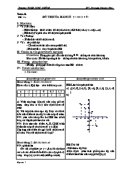 Bài giảng môn Đại số lớp 7 - Nguyên Hoàng Nhi - Tuần 16 - Tiết 33: Đồ thị của hàm số y = ax (a # 0)