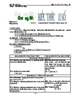 Bài giảng môn Đại số lớp 7 - Tiết 52 : Khái niệm về biểu thức đại số