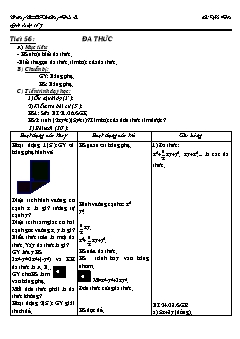 bài giảng môn Đại số lớp 7 - Tiết 56 : Đa thức
