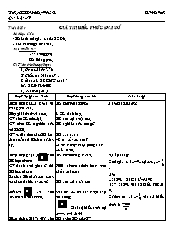 bài giảng môn Đại số lớp 8 - Tiết 52 : Giá trị biểu thức đại số