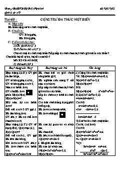 bài giảng môn Đại số lớp 8 - Tiết 60 : Cộng trừ đa thức một biến
