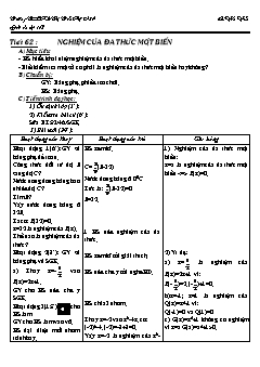 bài giảng môn Đại số lớp 8 - Tiết 62 : Nghiệm của đa thức một biến