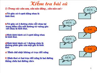 Bài giảng môn Hình học lớp 7 - Bài 12: Hình vuông