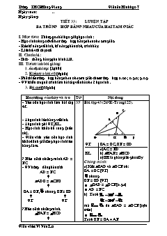 Bài giảng môn Hình học lớp 7 - Tiết 33 : Luyện tập ba trường hợp bằng nhau của hai tam giác