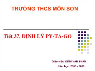 Bài giảng môn Hình học lớp 7 - Tiết 37: Định lý py-Ta-go (Tiếp)