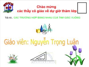 Bài giảng môn Hình học lớp 7 - Tiết 40: Các trường hợp bằng nhau của tam giác vuông