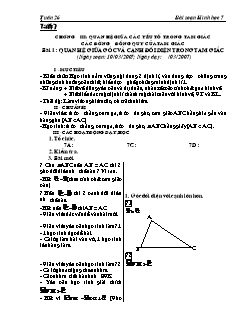 Bài giảng môn Hình học lớp 7 - Tuần 26 - Tiết 47 - Bài 1 : Quan hệ giữa góc và cạnh đối diện trong tam giác