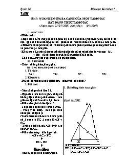 Bài giảng môn Hình học lớp 7 - Tuần 28 - Tiết 51 - Bài 3: Quan hệ giữa ba cạnh của một tam giác bất đẳng thức tam giác